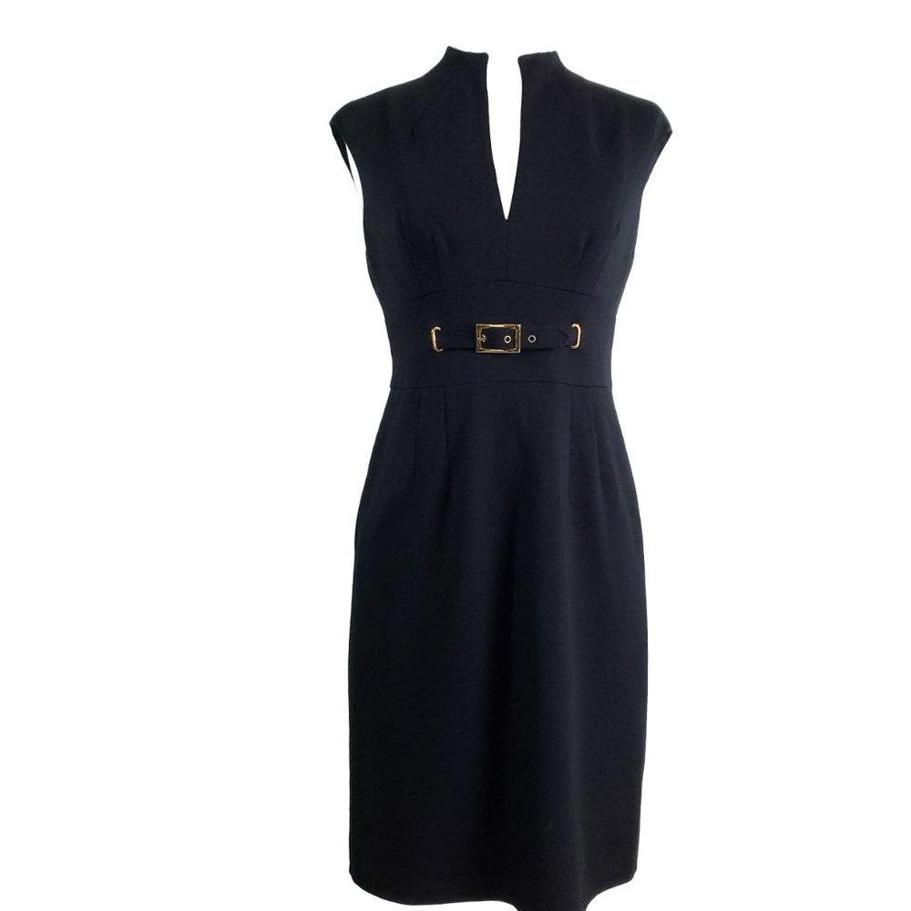 Trina Turk Black Astra Ponte Lined Sheath Dress, Small